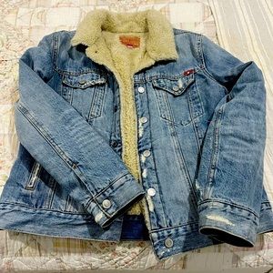 Fleece lined denim jacket